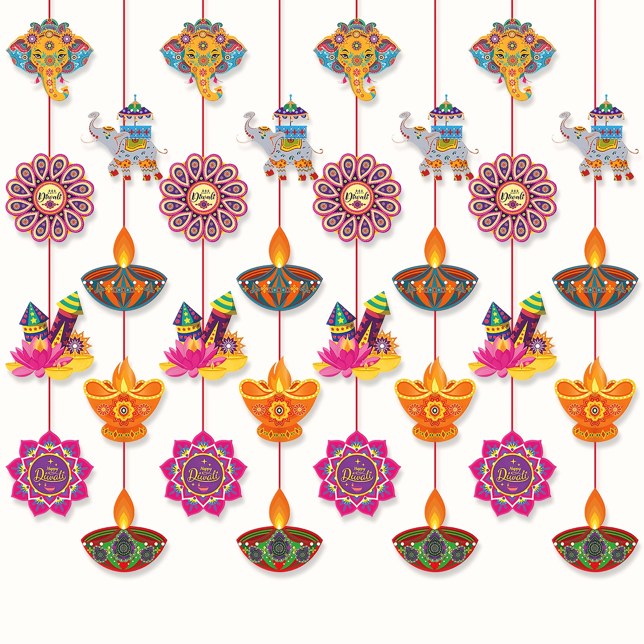 Lighting Decor For Diwali - Happy Diwali Hanging Decoration Supplies Indian