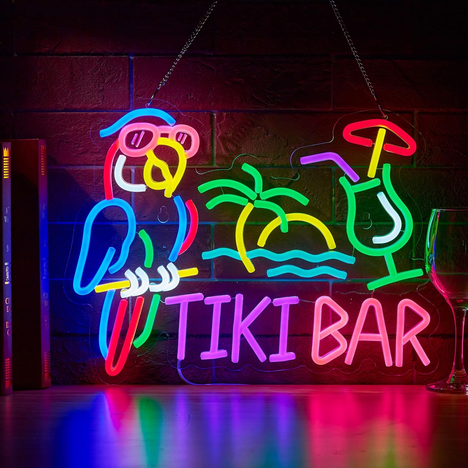 Lighting Decor Items - Tiki Bar Parrot Palm Tree Neon