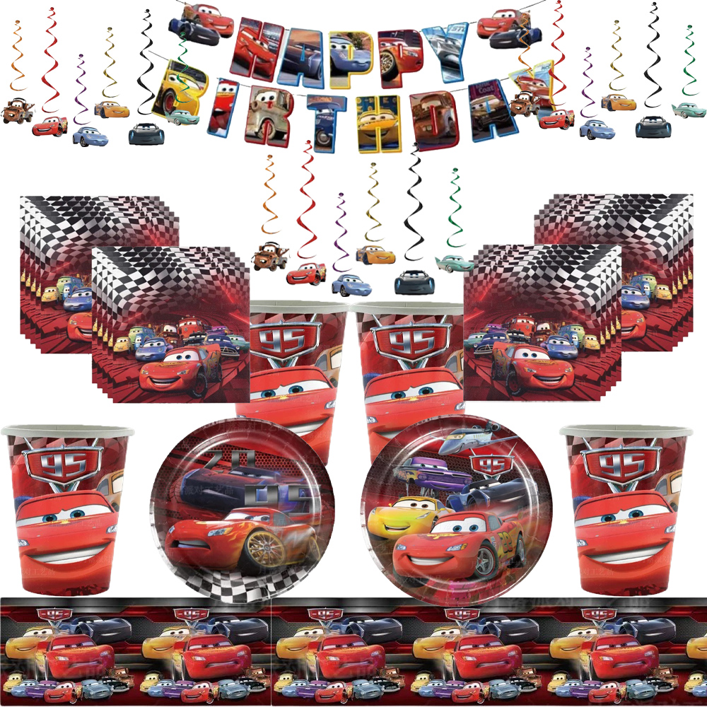 Lighting Mcqueen Decor - Red McQueen Racing Theme Disposable Party