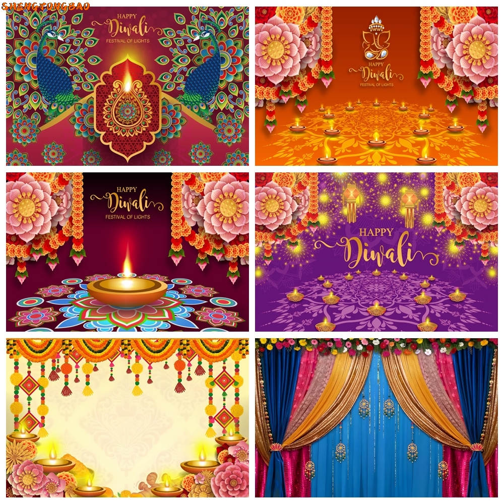 Lighting Decor For Diwali - Happy Diwali Backdrop for Photography Candle