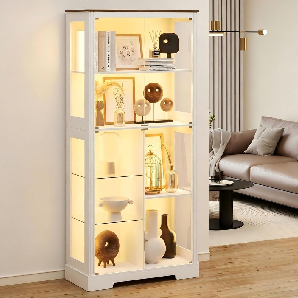 Lighting & Home Decor Studio - 7-Tier Glass Display Cabinet with Human