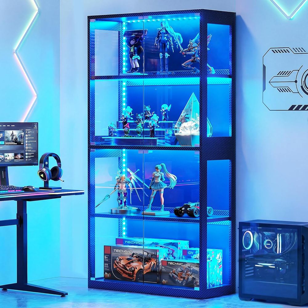 4-Tier Glass Display Cabinet w - огляд і ціна Lighting & Home Decor Studio