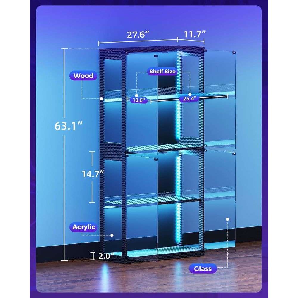 4-Tier Glass Display Cabinet w - огляд і ціна Lighting & Home Decor Studio