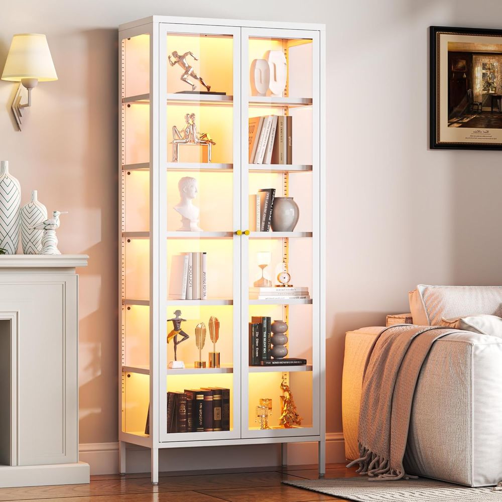 67 6-Tier Glass Curio Cabinet  - огляд і ціна Lighting & Home Decor Studio