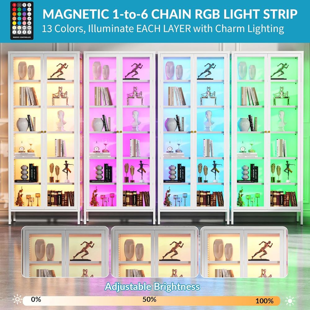 67 6-Tier Glass Curio Cabinet  - огляд і ціна Lighting & Home Decor Studio