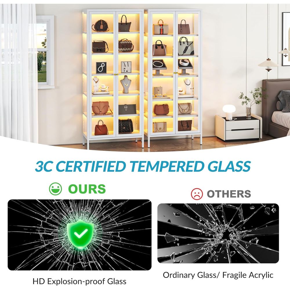 67 6-Tier Glass Curio Cabinet  - огляд і ціна Lighting & Home Decor Studio
