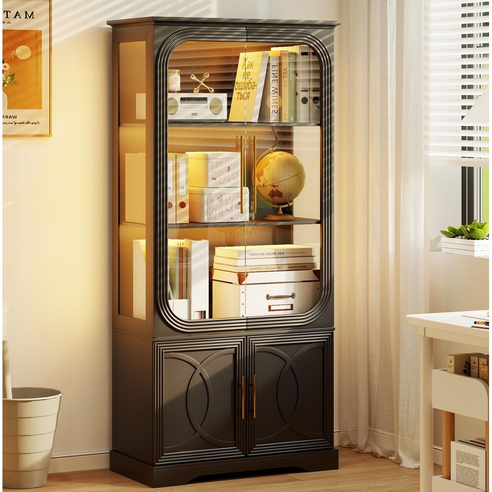 69 Tall Glass Display Cabinet  - огляд і ціна Lighting & Home Decor Studio