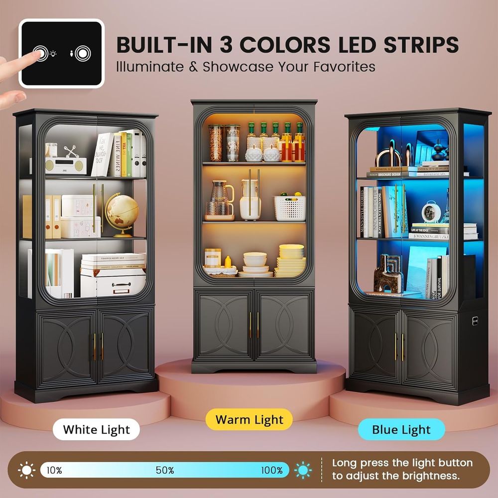 69 Tall Glass Display Cabinet  - огляд і ціна Lighting & Home Decor Studio