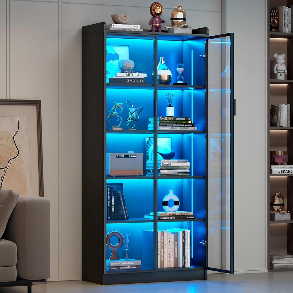 65 Glass Curio Cabinet with 5- - огляд і ціна Lighting & Home Decor Studio