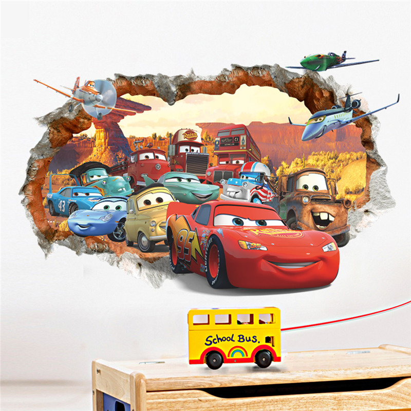 3D Cartoon Cars 2 Wall Sticker - огляд і ціна Lighting Mcqueen Decor