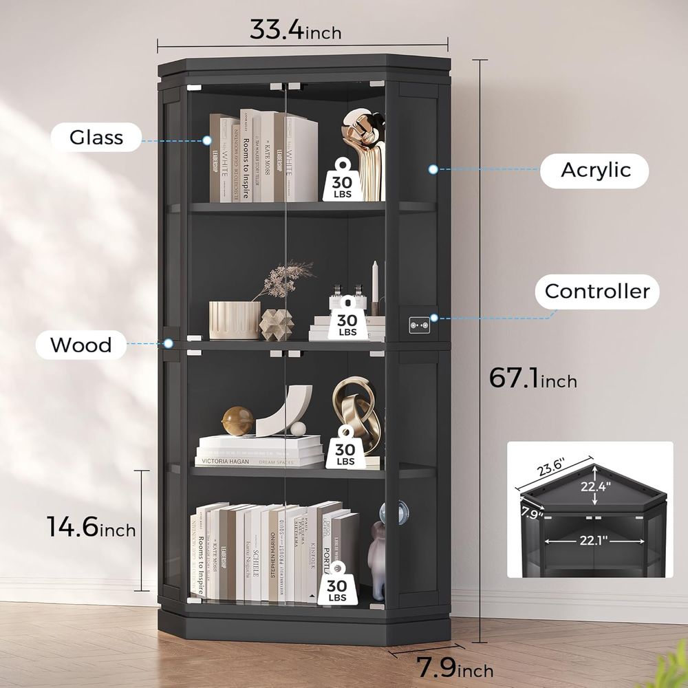 67 Tall 4-Tier Glass Display C - огляд і ціна Lighting & Home Decor Studio