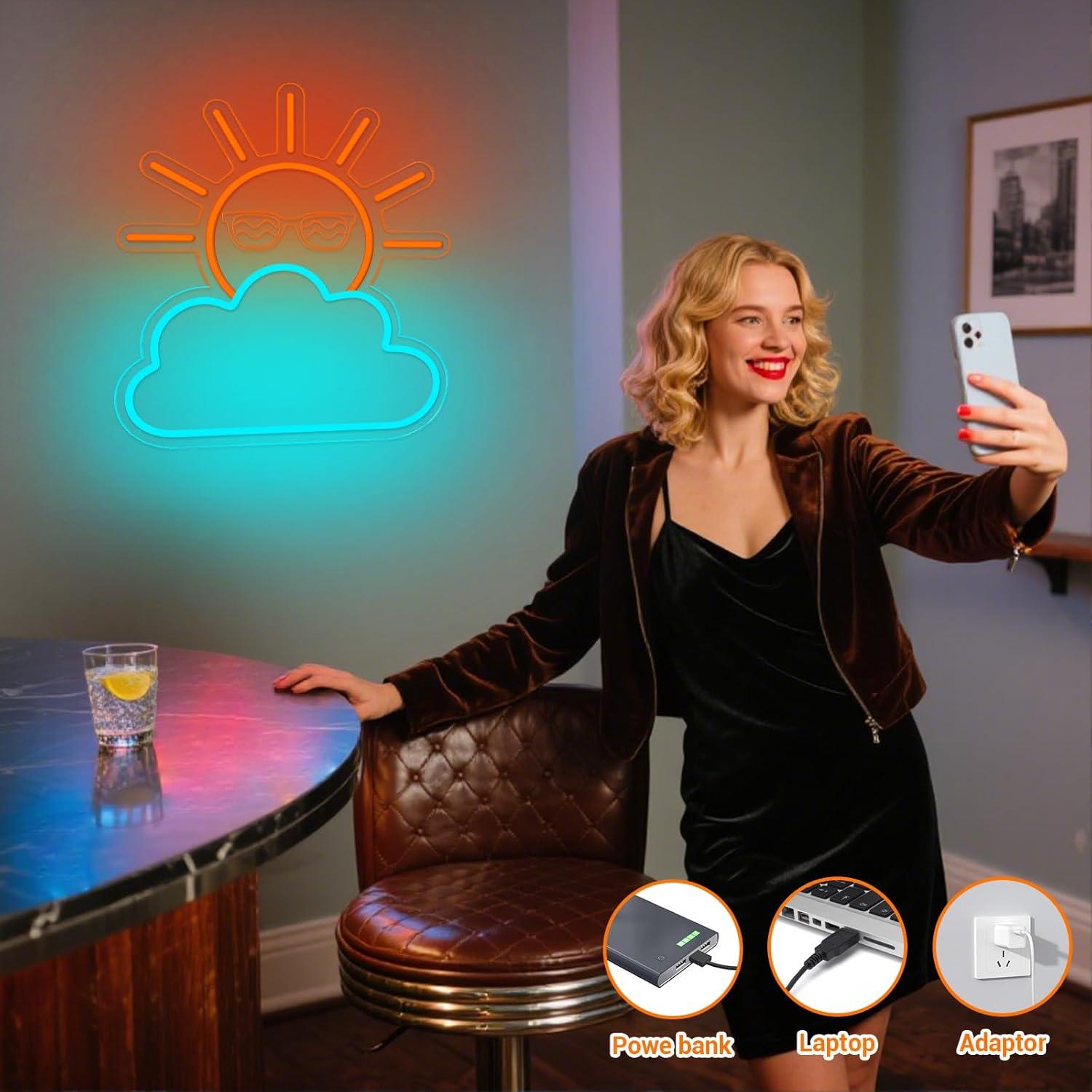 Sunrise Sunset Neon Sign USB P - огляд і ціна Lighting Decor For Living Room