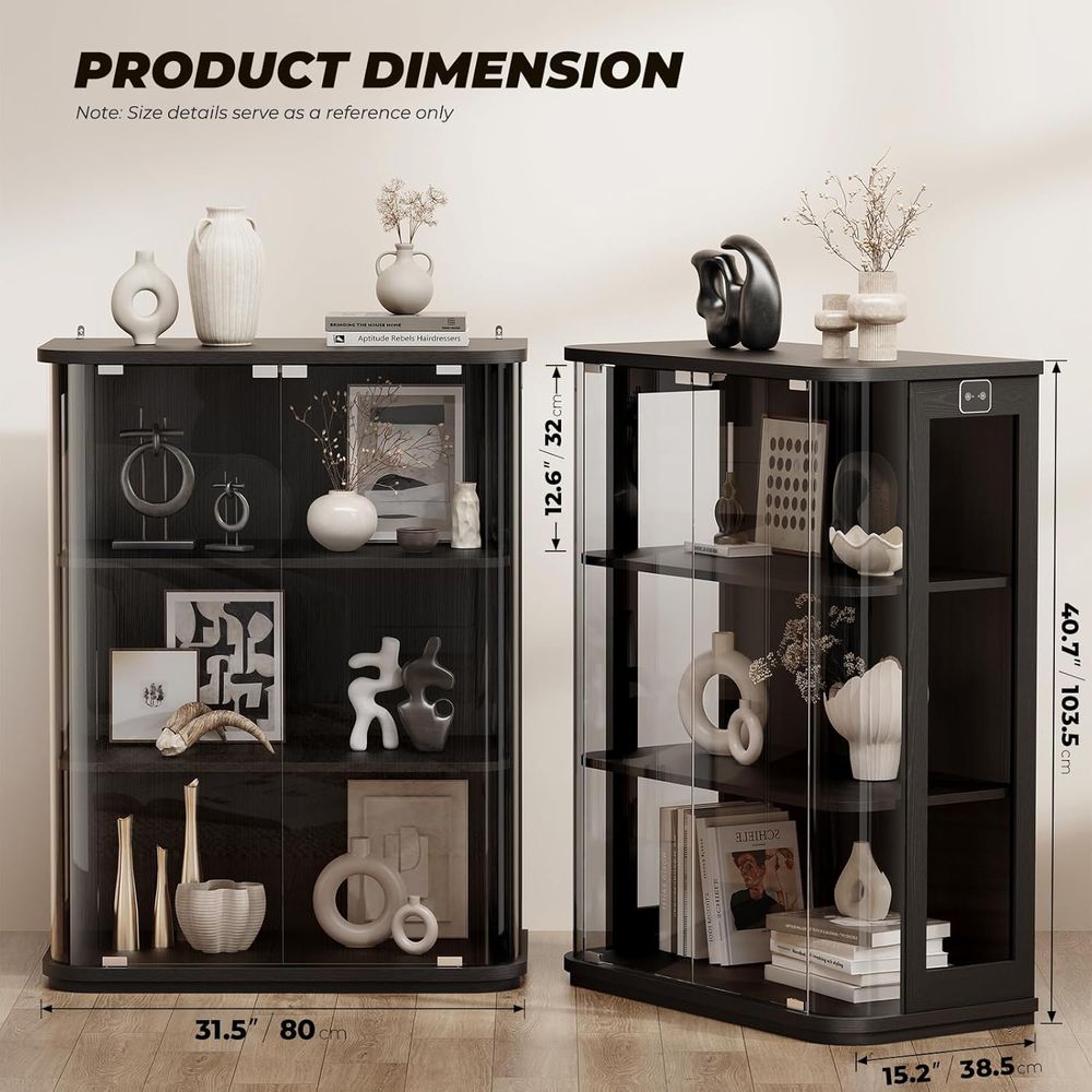 3-Tier Glass Display Cabinet w - огляд і ціна Lighting & Home Decor Studio