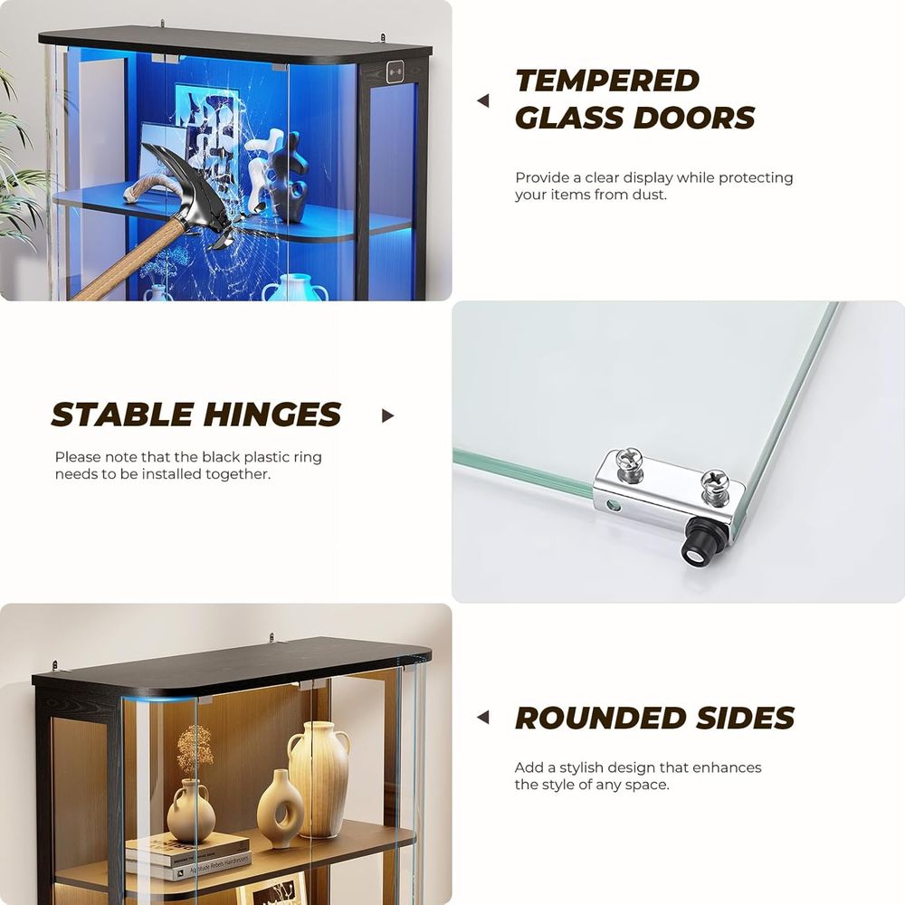 3-Tier Glass Display Cabinet w - огляд і ціна Lighting & Home Decor Studio