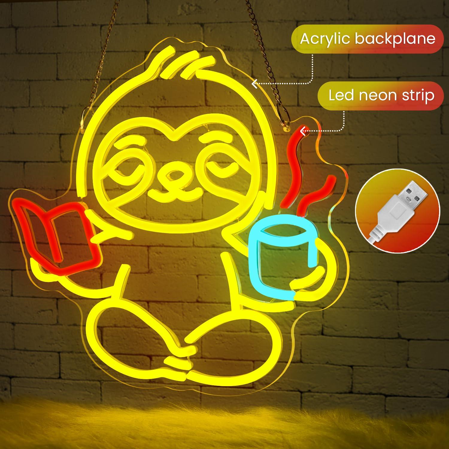 Sloth Neon Sign USB Dimmable L - огляд і ціна Lighting Decor For Living Room