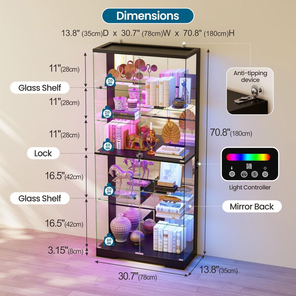 10-Tier Lockable Glass Display - огляд і ціна Lighting & Home Decor Studio