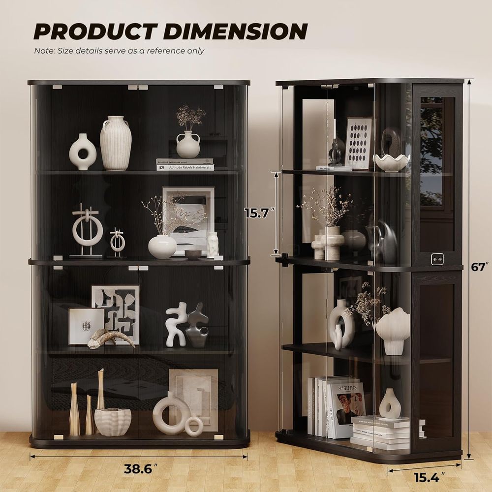 4-Tier Glass Display Cabinet w - огляд і ціна Lighting & Home Decor Studio