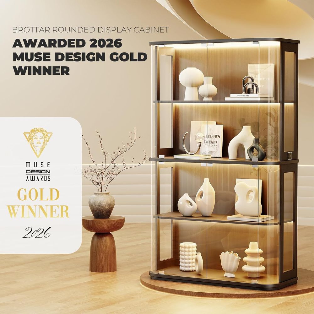 4-Tier Glass Display Cabinet w - огляд і ціна Lighting & Home Decor Studio