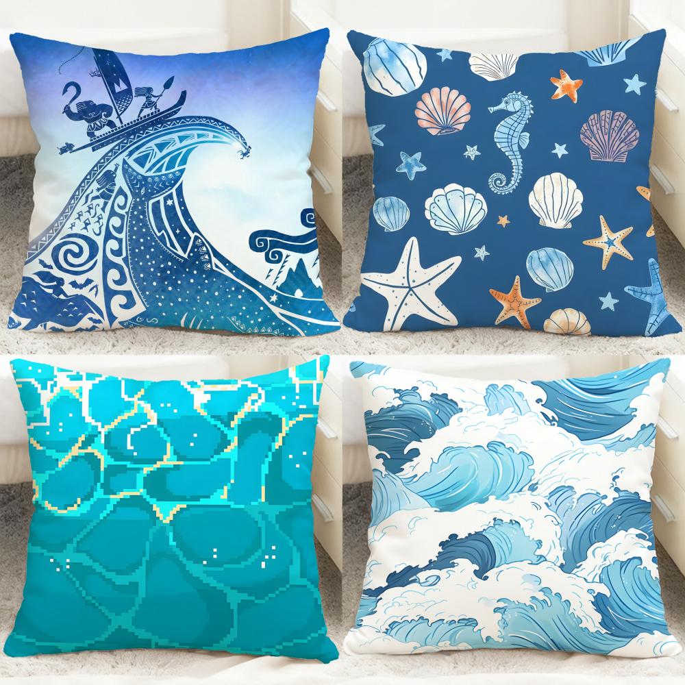 Light blue ocean ripple Cushio - огляд і ціна Lighting Decor And Beyond