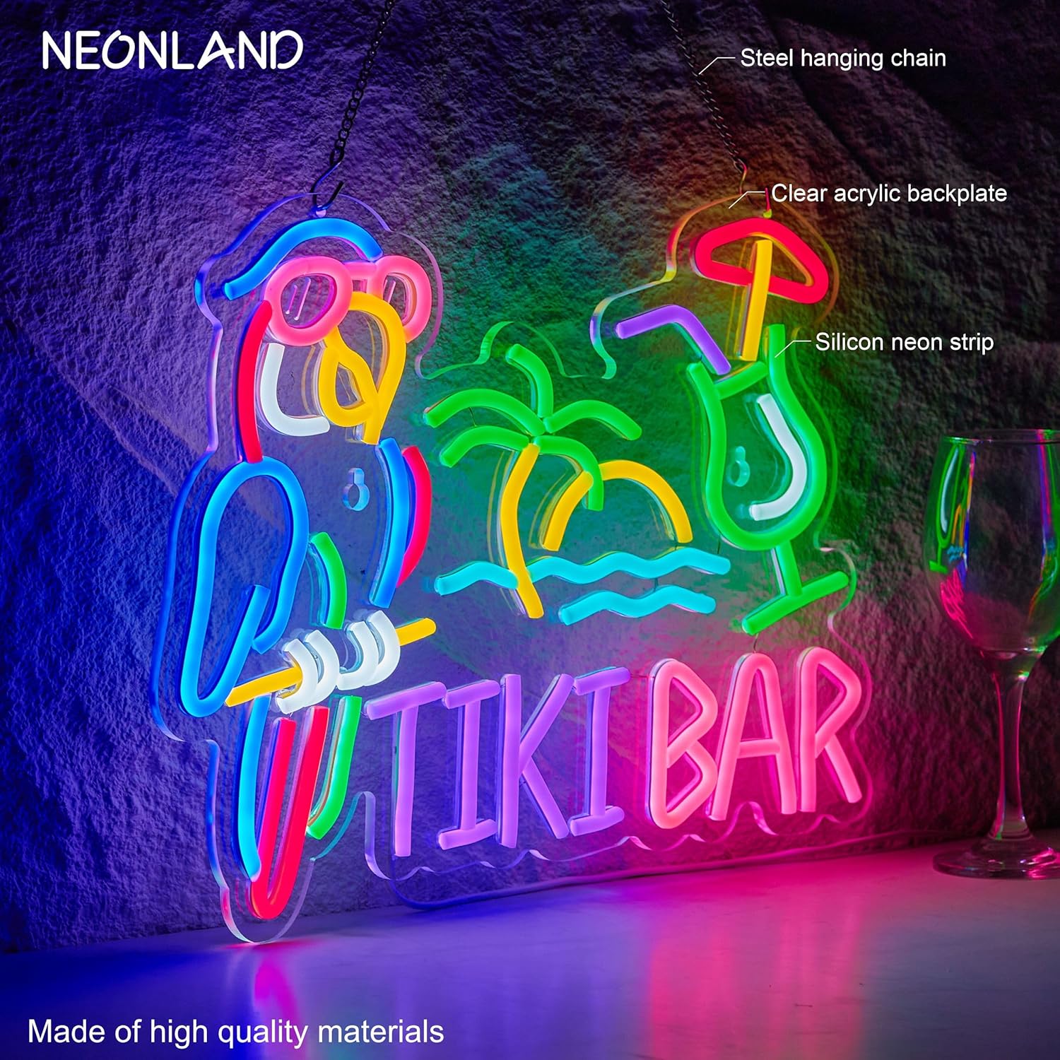 Tiki Bar Parrot Palm Tree Neon - огляд і ціна Lighting Decor Items