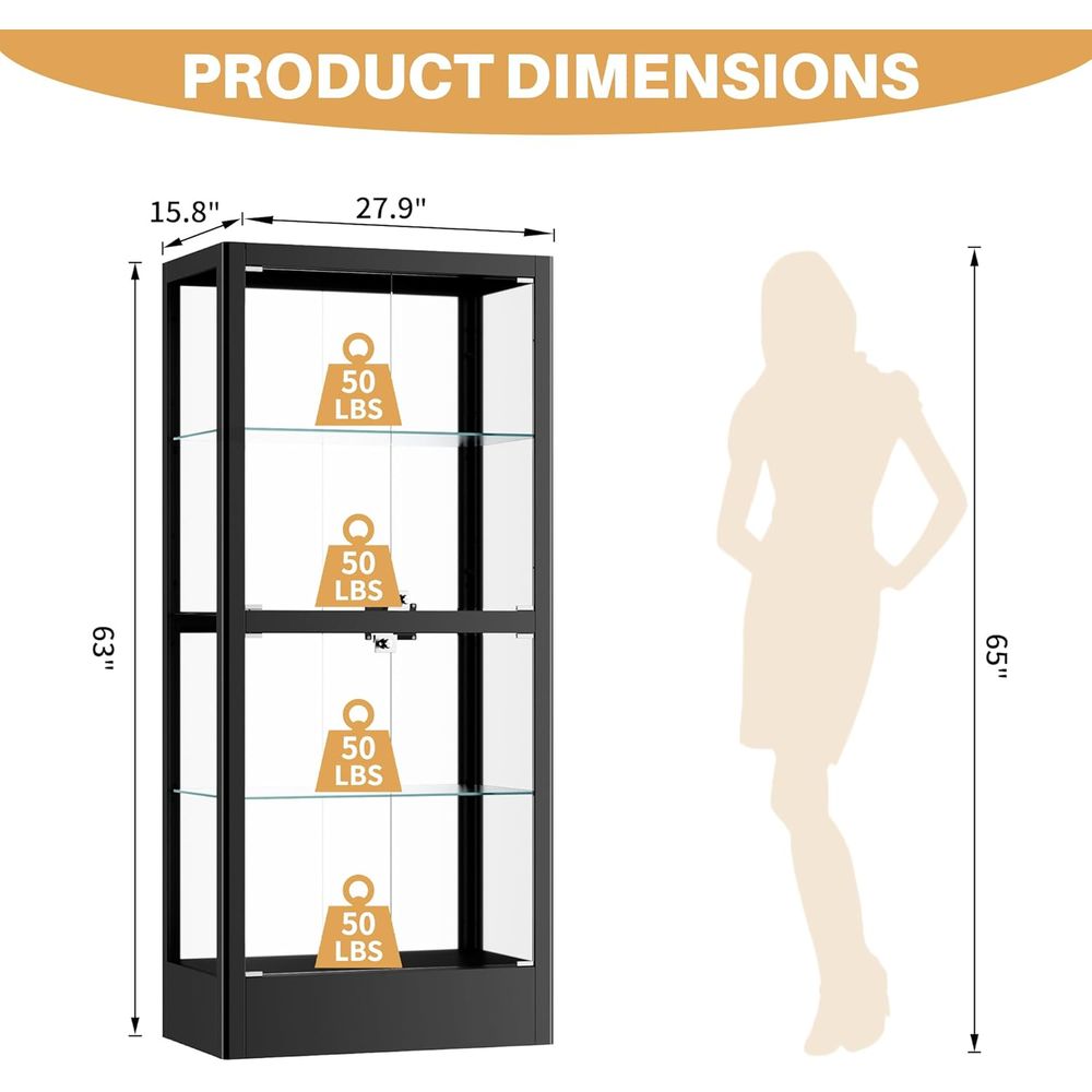 4-Sided Lockable Glass Display - огляд і ціна Lighting & Home Decor Studio