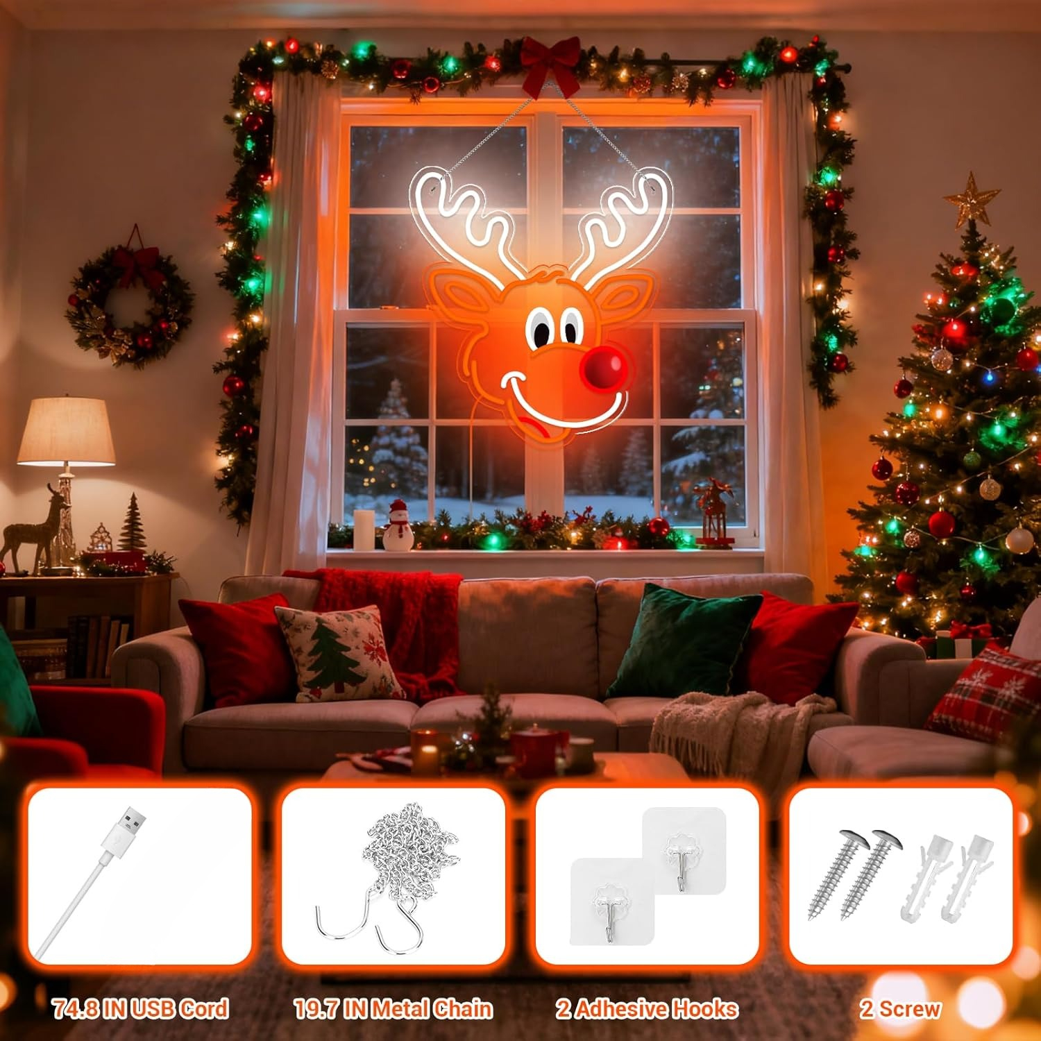 Cute Christmas Reindeer Neon S - огляд і ціна Lighting Decoration Ideas For Home