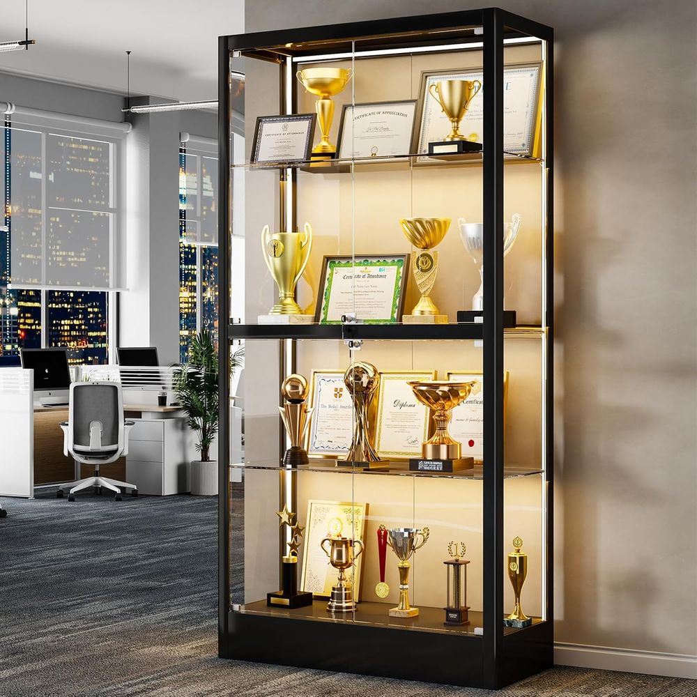 65 H 4-Tier Glass Display Cabi - огляд і ціна Lighting & Home Decor Studio