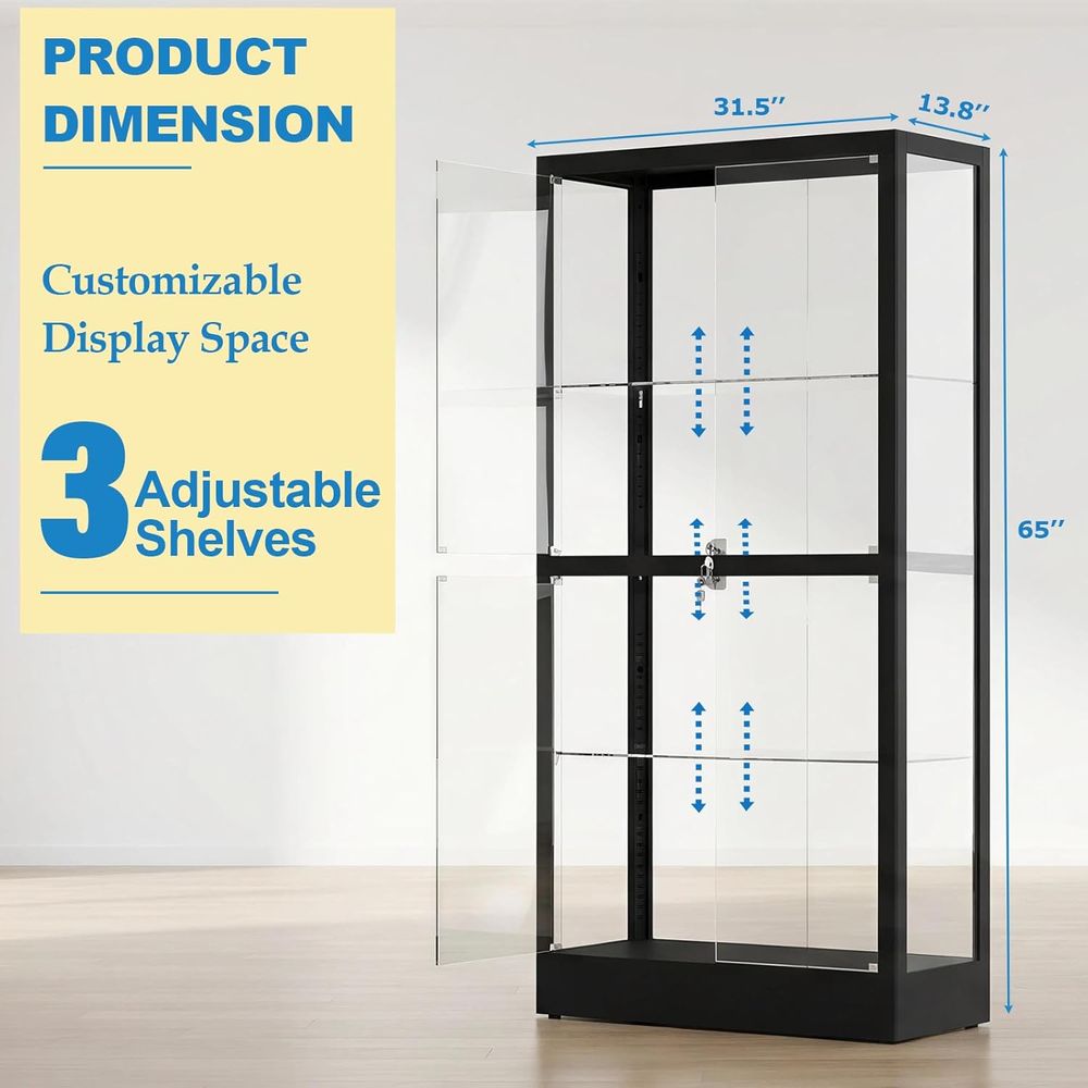 65 H 4-Tier Glass Display Cabi - огляд і ціна Lighting & Home Decor Studio