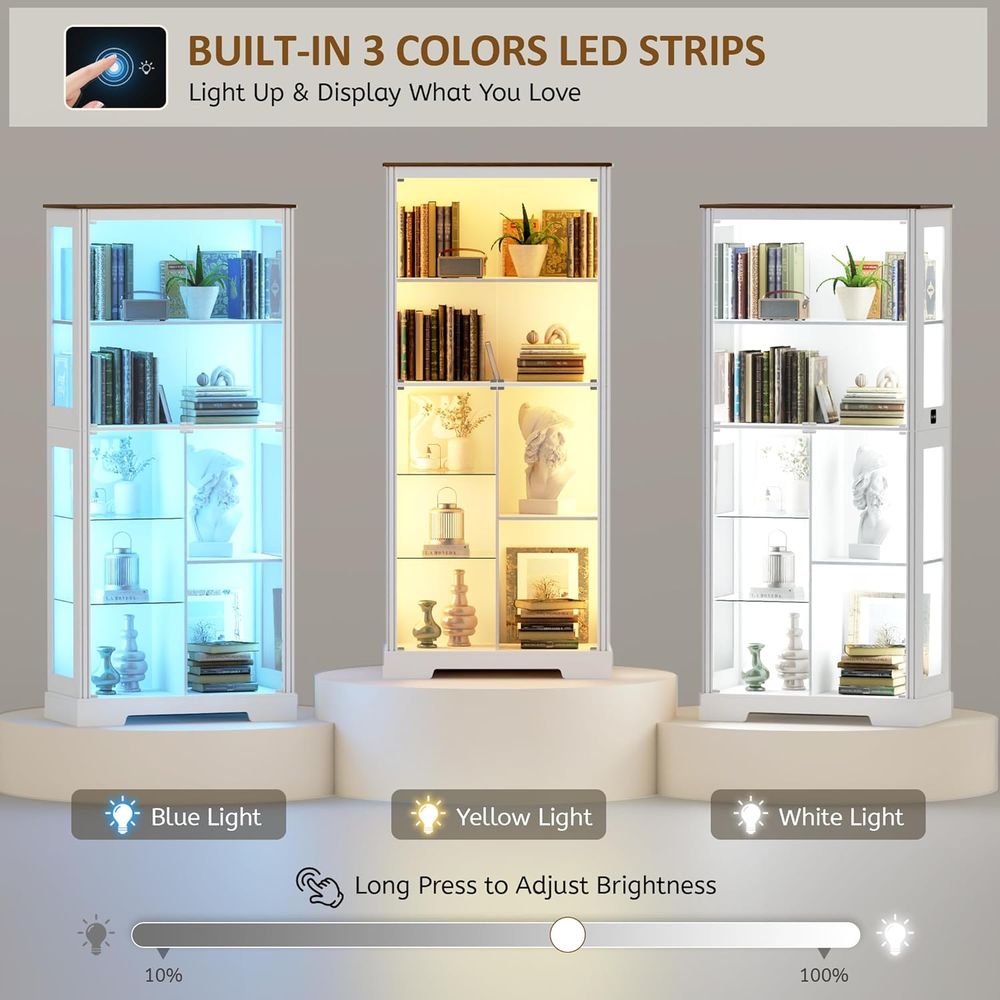 7-Tier Glass Display Cabinet w - огляд і ціна Lighting & Home Decor Studio