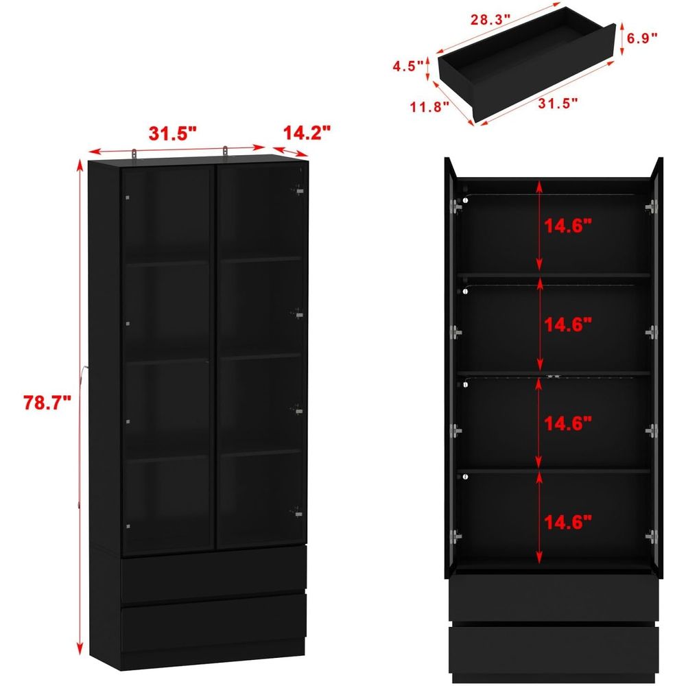 Black 4-Tier Display Cabinet w - огляд і ціна Lighting & Home Decor Studio