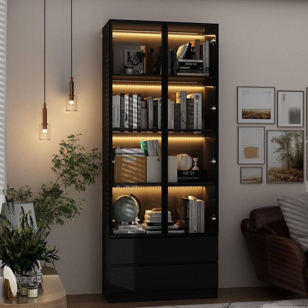 Black 4-Tier Display Cabinet w - огляд і ціна Lighting & Home Decor Studio