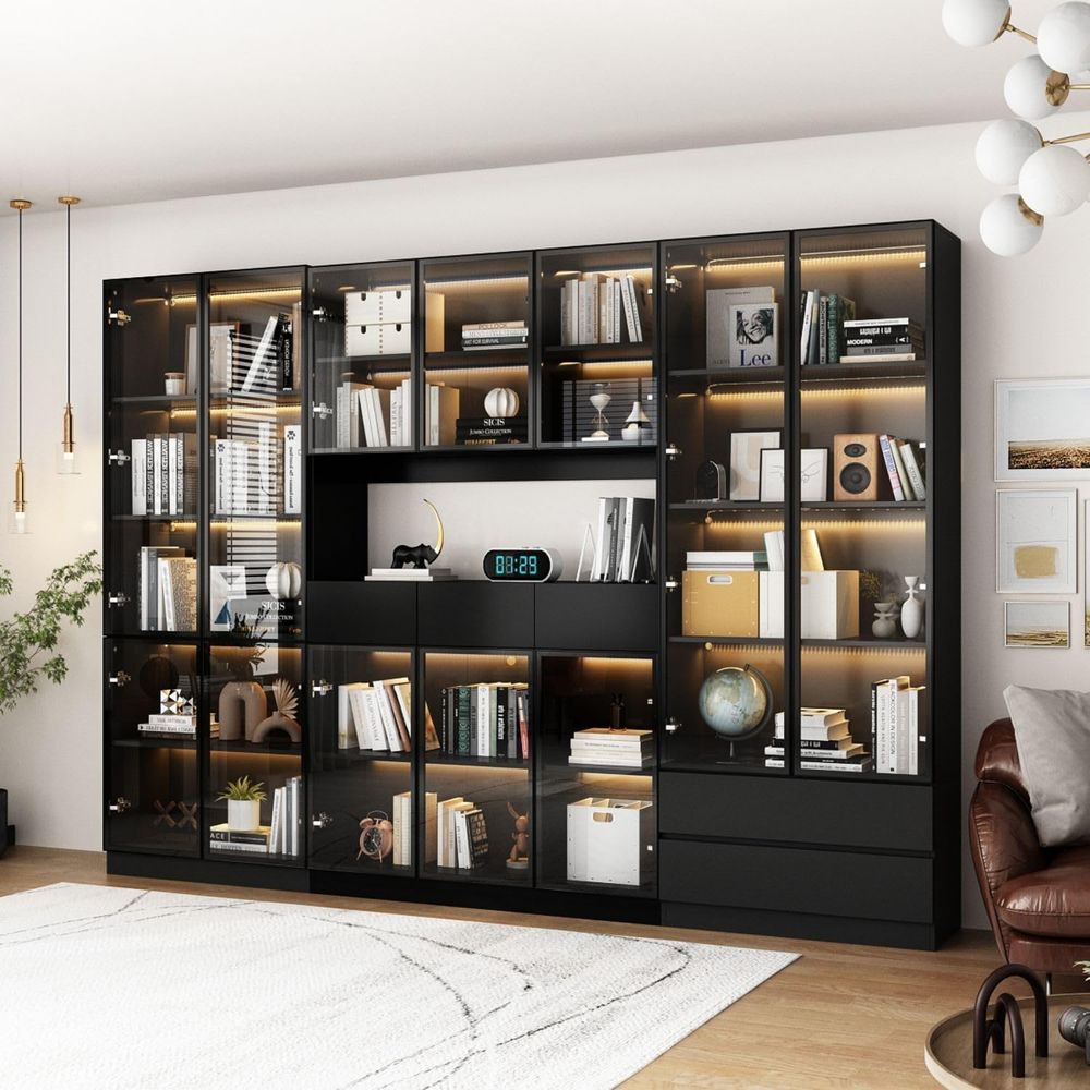 Black 4-Tier Display Cabinet w - огляд і ціна Lighting & Home Decor Studio